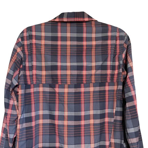 Columbia Nylon Plaid Long Sleeve Button Down Shirt Blue Gray Red Size XS - Picture 4 of 8